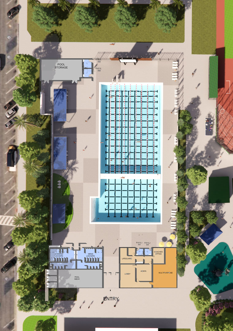 52M Multipurpose Pool with Bulkhead