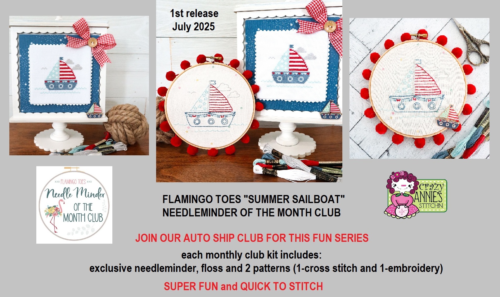 WE WILL SHARE A COUPLE OF PHOTOS SO YOU GET AN IDEA OF WHAT THE BOXES ARE: (these are boxes from the 2025-2026 Club) <br><br>JULY 2025 NEEDLEMINDER OF THE MONTH CLUB - 1st Box ever sent out