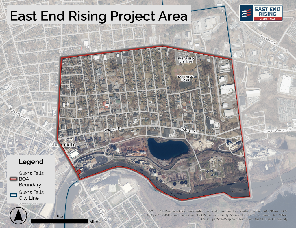 Map of East End Rising Study Area