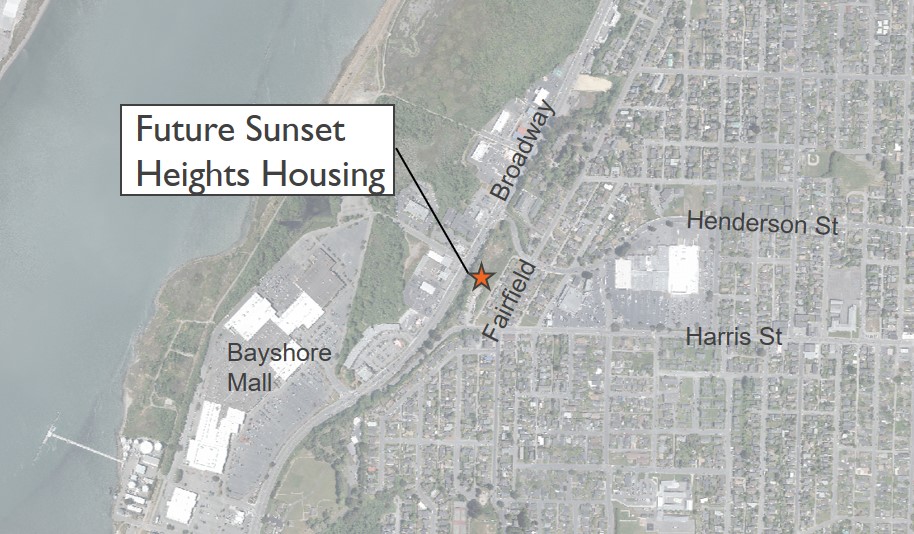 Map showing location of future Sunset Heights housing development