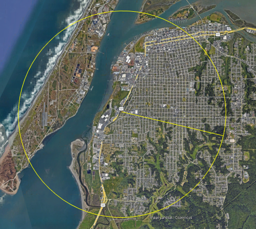 Two-mile radius from Sunset Heights