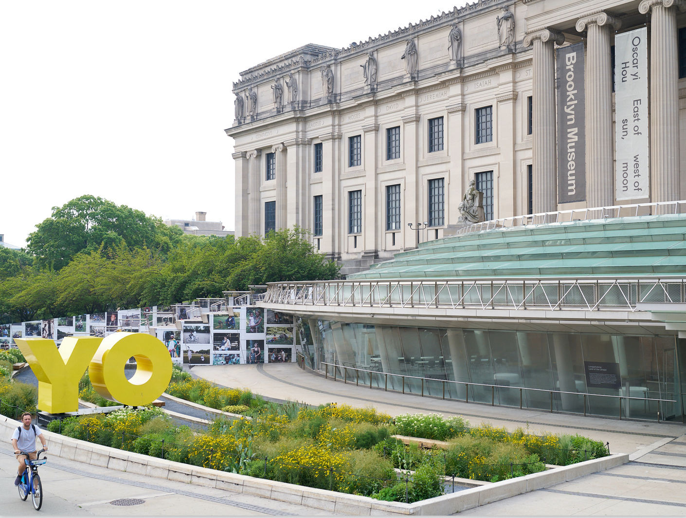 Image of the Brooklyn Museum Entry Plaza with modern design elements contrasting the historic building.