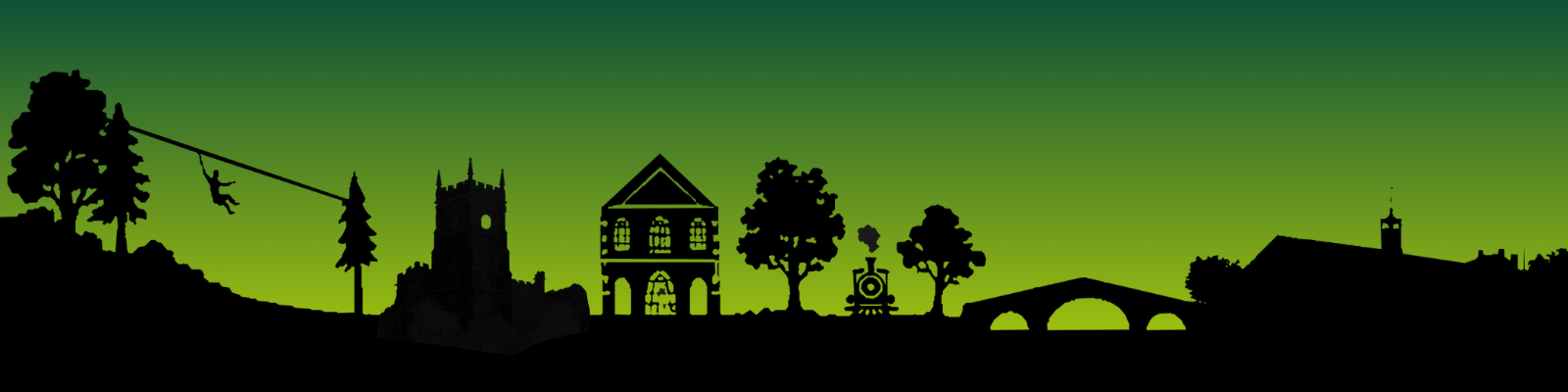 sihouetted skyline of buildings and trees