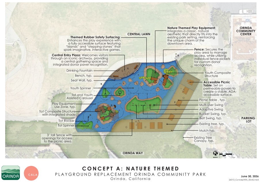 <span style="color: #800000;"><strong>CONCEPT A: NATURE THEMED - Plan View </strong></span><span style="color: #ff00ff;"><strong><a href="https://www.cityoforinda.gov/DocumentCenter/View/6241/Concept-A-plan-" rel="nofollow" style="color: #ff00ff;" target="_blank">(Larger Image)</a></strong></span>