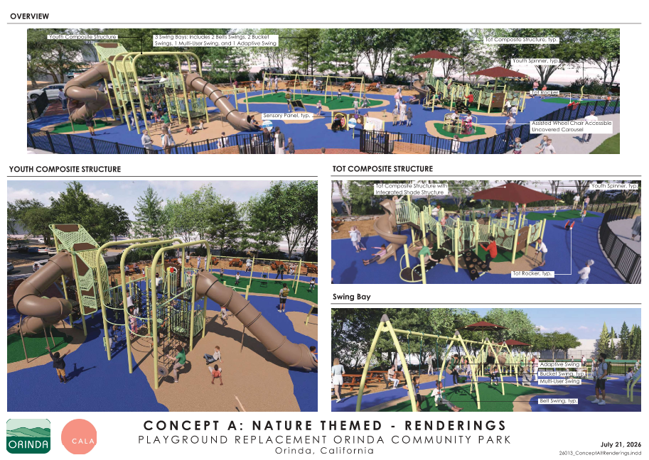 <span style="color: #800000;"><strong>CONCEPT A: NATURE THEMED - Equipment Perspectives Overview <span style="color: #ff00ff;"><a href="https://www.cityoforinda.gov/DocumentCenter/View/6242/ConceptA_Renderings" rel="nofollow" style="color: #ff00ff;" target="_blank">(Larger Image)</a></span></strong></span>