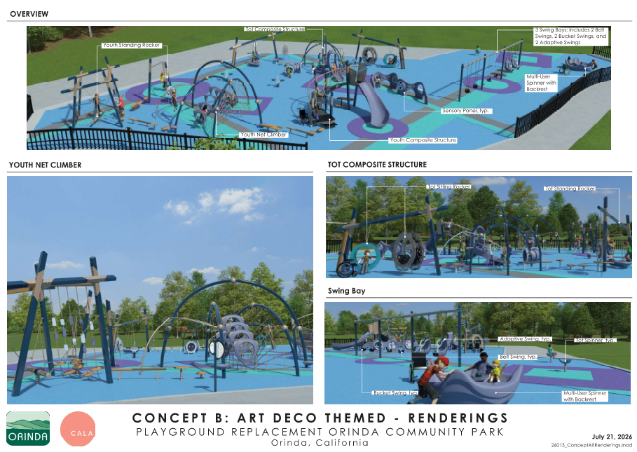<span style="color: #0000ff;"><strong>CONCEPT B: ART DECO THEMED - Equipment Perspectives Overall<span style="color: #ff00ff;"> <a href="https://www.cityoforinda.gov/DocumentCenter/View/6243/ConceptB_Rendering" rel="nofollow" style="color: #ff00ff;" target="_blank">(Larger Image)</a></span></strong></span>