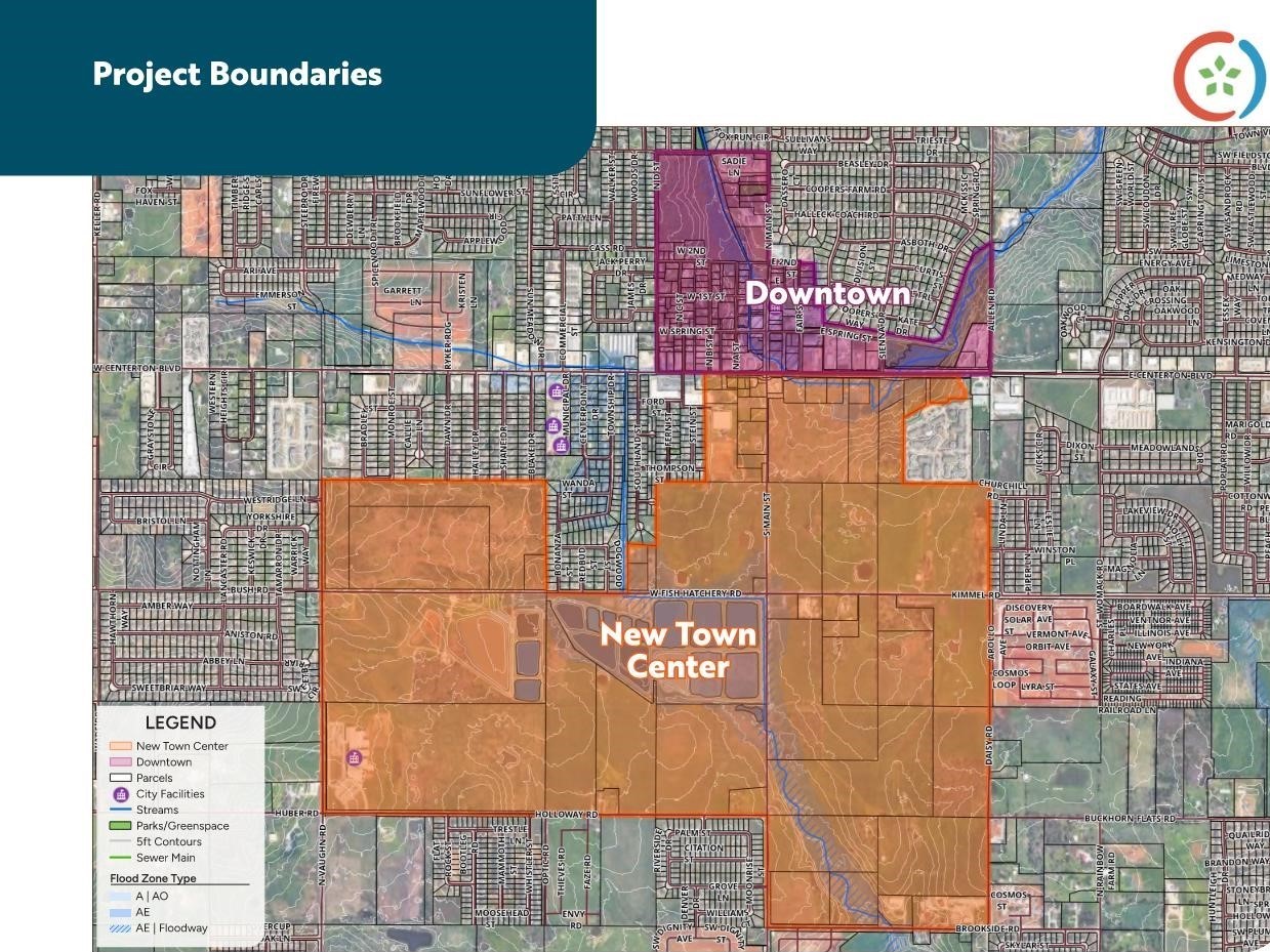 <strong>Locations of Downtown and New Town Center</strong>