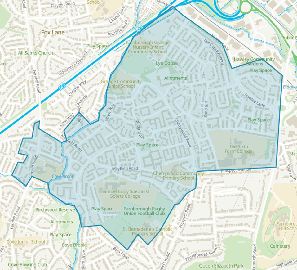 Map of the Pride in Place area