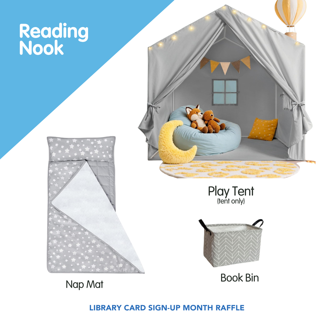  Play tent, nap mat, book bin 