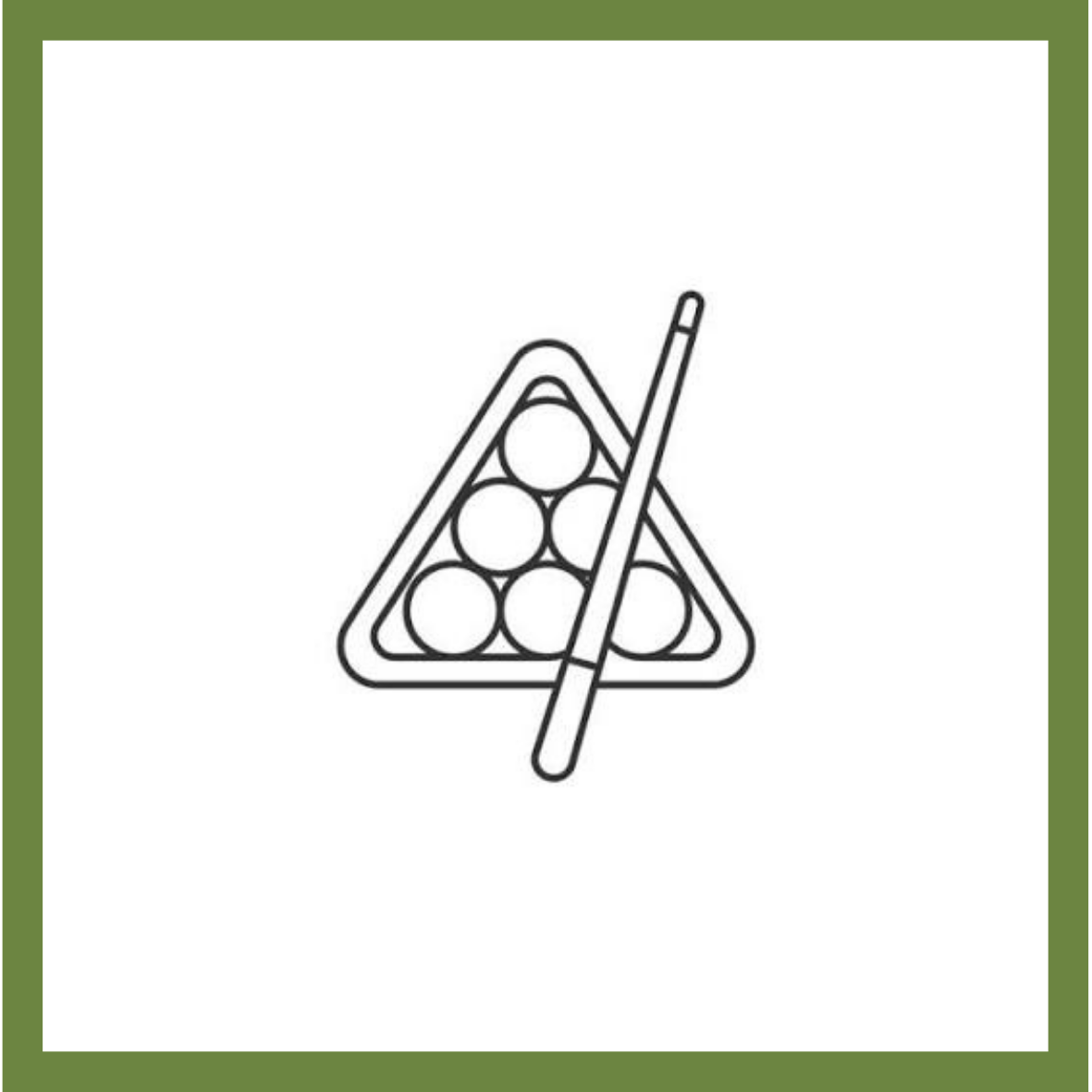 Billiard balls racked with cue