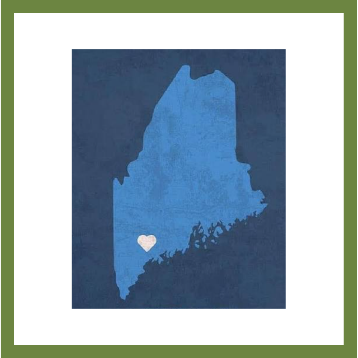 Maine outline with heart in Lewiston
