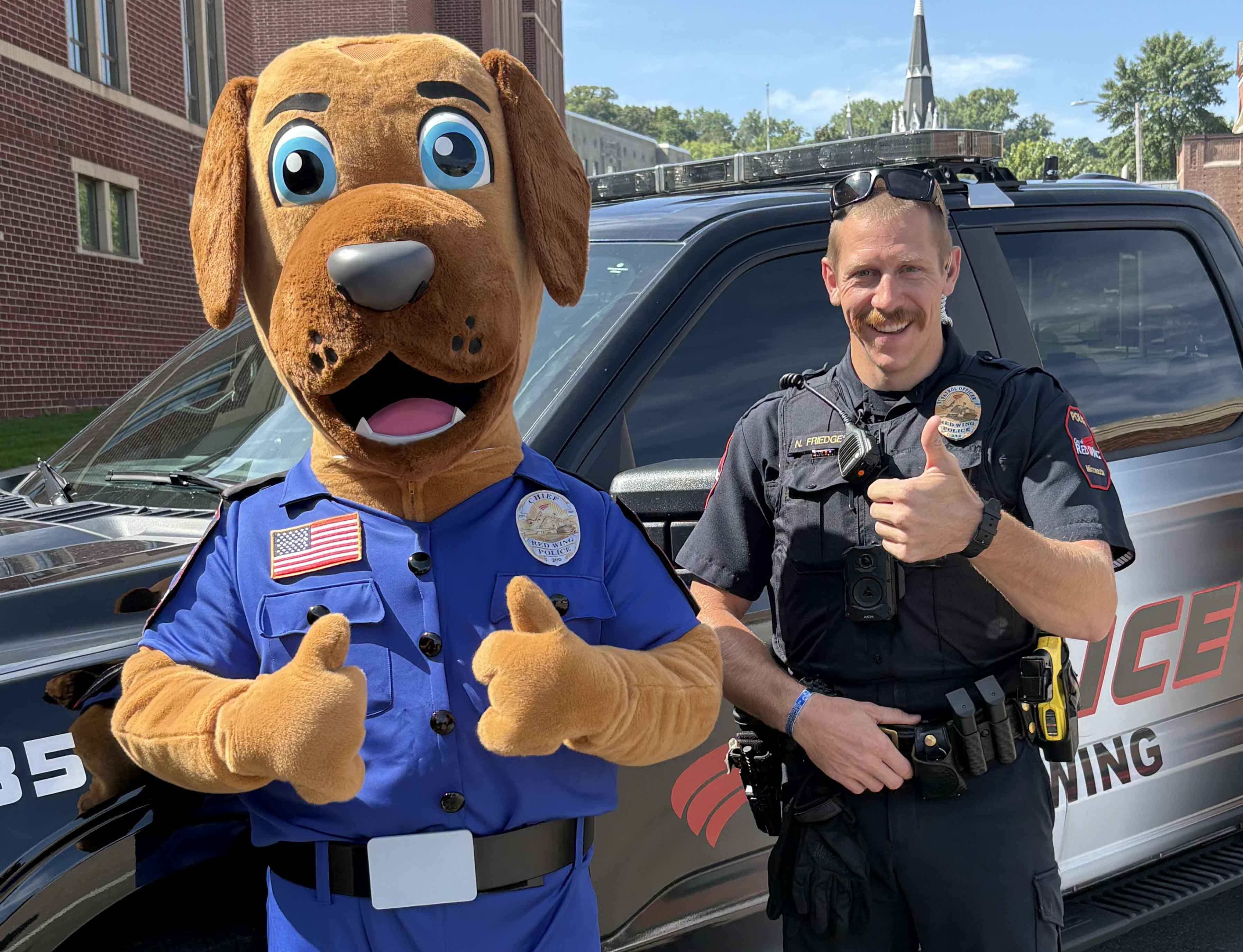 New Red Wing police mascot with police officer