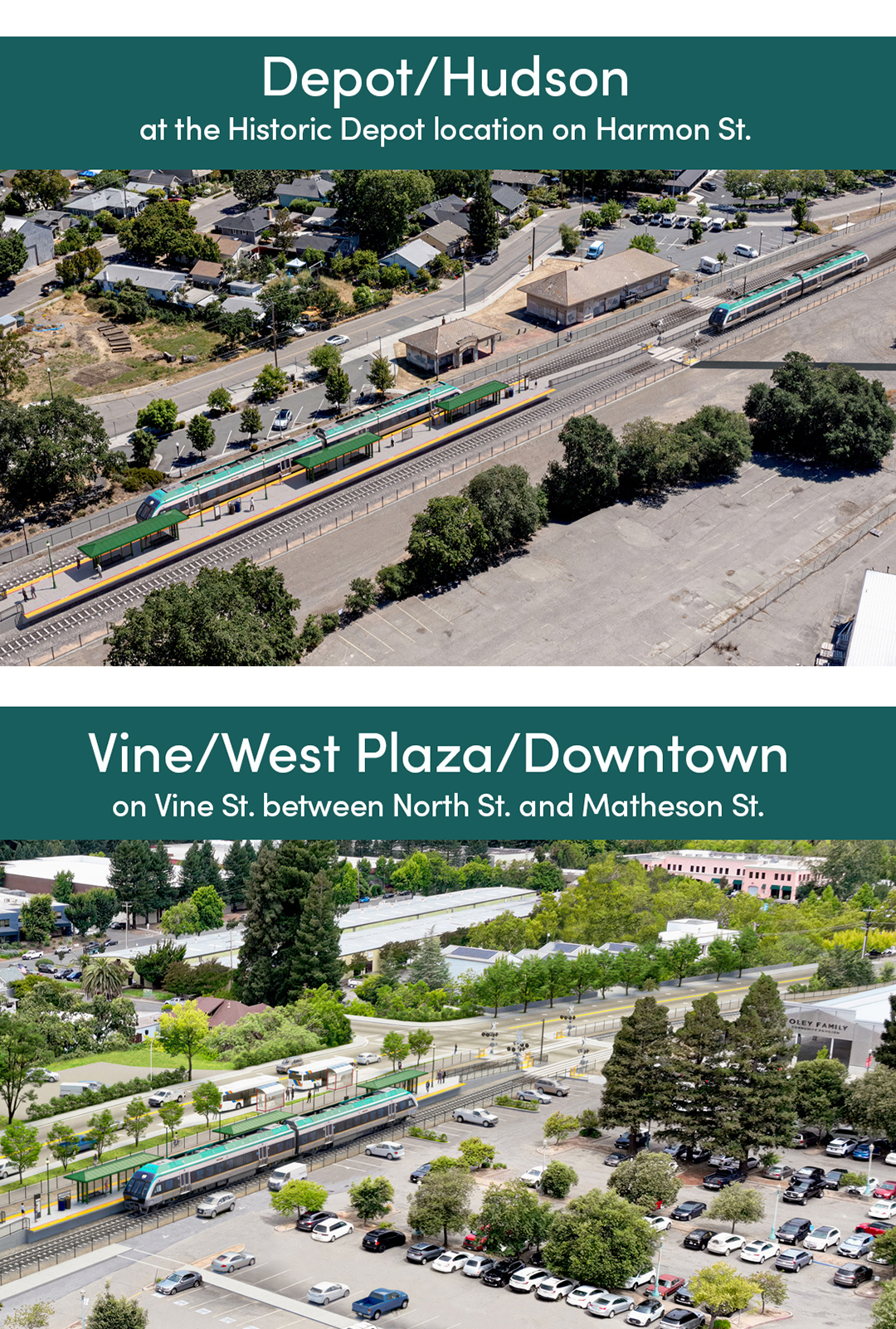 Renderings of the two station sites